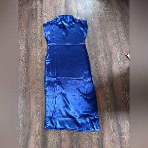Warehouse Satin Maxi Dress in Deep Blue